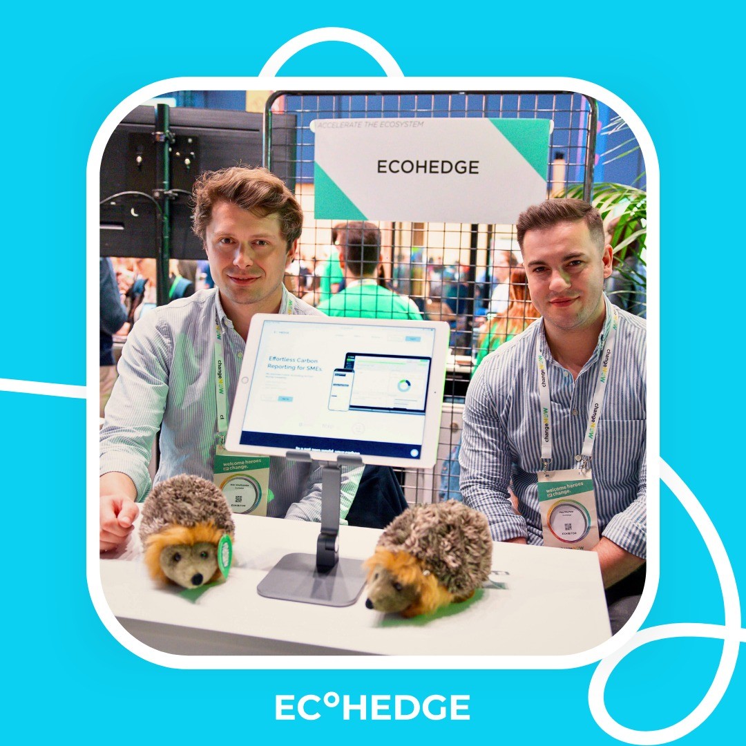 The EcoHedge team at our booth! Come say hi 👋🦔